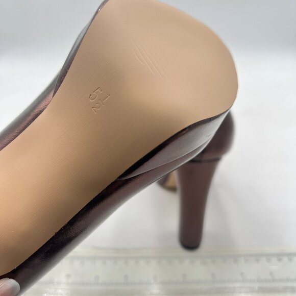 miss left Brown Platform Almond Toe Pumps Classic Slip On Chunky High Heel Shoes - Picture 6 of 8